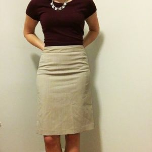 Banana Republic Khaki Stretch Pencil Skirt